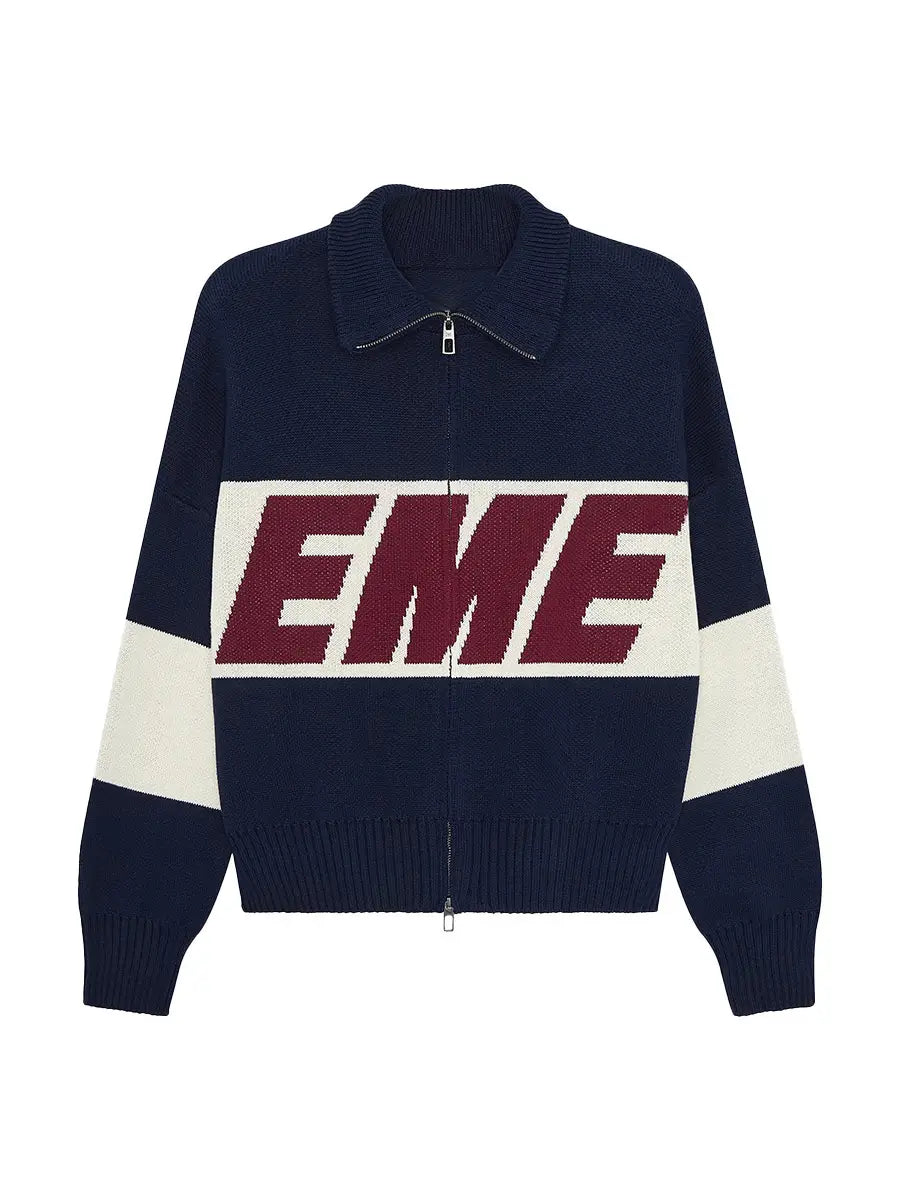 Street Harajuku Oversized Men’s Sweater Women Winter Warm Letter Splicing Embroidered Cardigan Y2K Simple Zip Cardigan Clothing