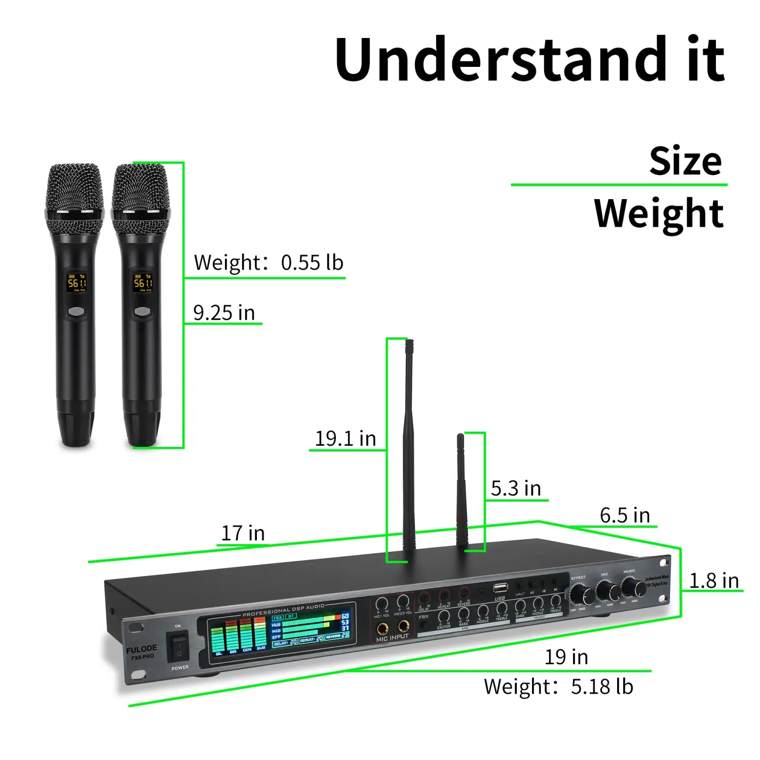 FULUODE FX8-PRO Professional KTV Wireless Microphone Digital Pre-Stage Effector Karaoke Sound Audio Effect System