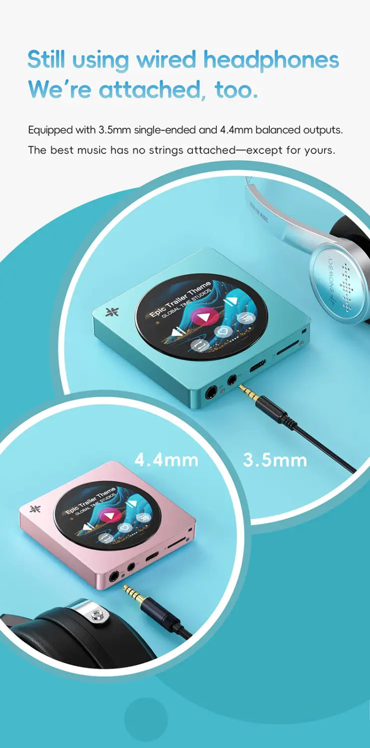 FIIO DISC Portable HiFi Music Player Dual DAC Player with 3.5mm & 4.4mm Outputs Bluetooth 5.4 LDAC Round Touchscreen