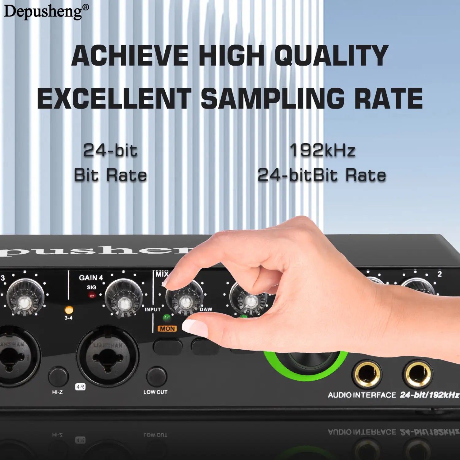 Depusheng Audio Interface RX4 Sound Card AD Converter with Monitoring Electric Guitar Live Recording For Studio Singing Podcast
