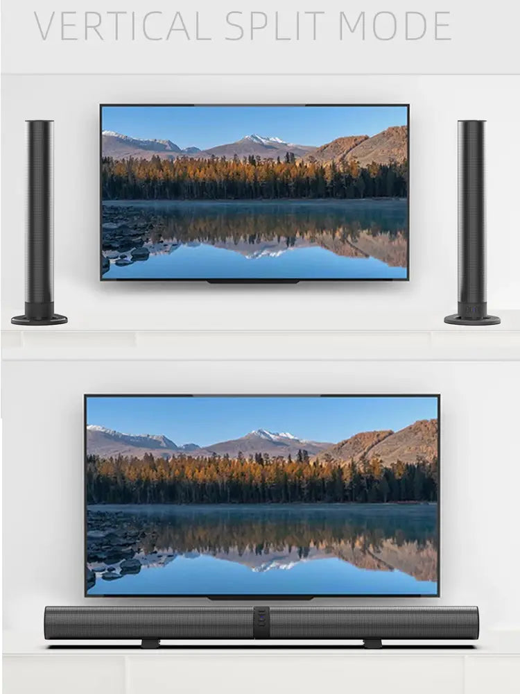 TV Soundbar Stereo 2-in-1 Detachable Bluetooth Speaker FM Radio Column Sound Bar Speaker Split 2 Speakers for Stand or Flat