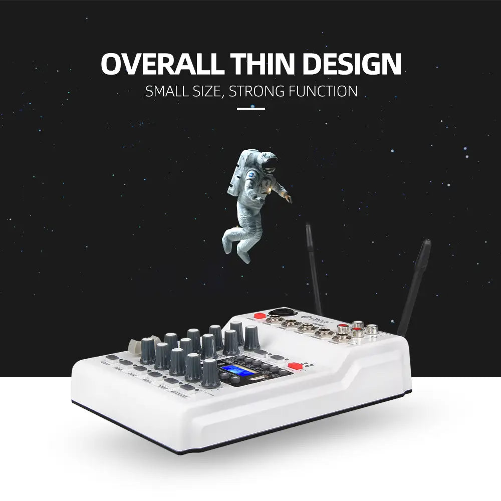 Debra Audio Sound card DJ Console Mixer With 2 Channel UHF Wireless Microphone For Home PC Recording DJ Network Live Karaoke