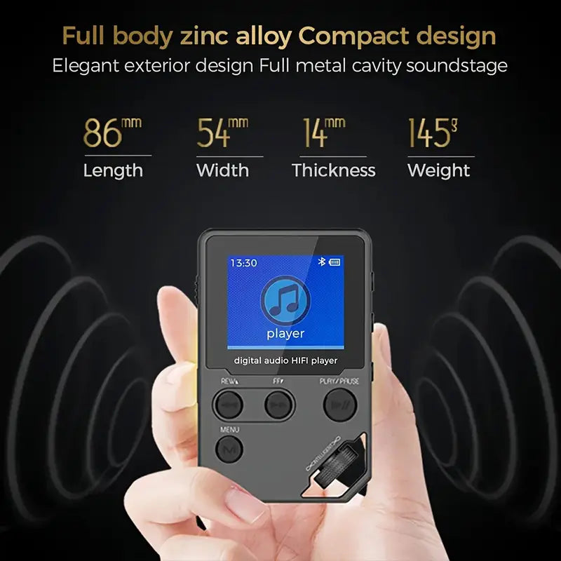 C5 8GB Lossless Bluetooth MP3 Music Player Zinc Alloy Body,Rotary Controls,Wireless Connection,FM Radio,Voice Recorder