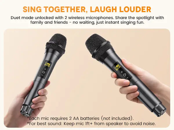 T26 Karaoke Machine for Adults Portable Bluetooth Karaoke with 2 Wireless Microphones Echo Adjustment LED Lights