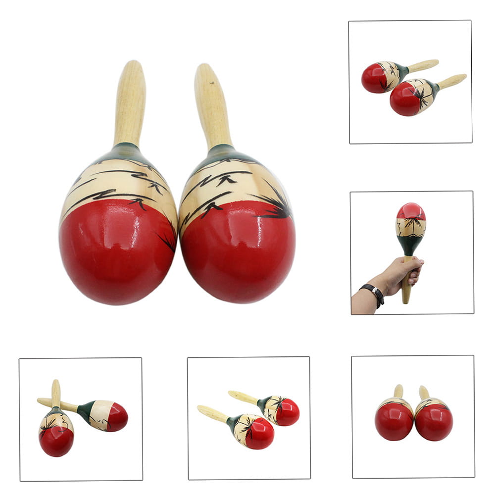 Maracas 1Pair Wooden Large Maracas Rumba Shakers Rattles Sand Hammer Percussion Instrument Musical Toy for Children Party Games