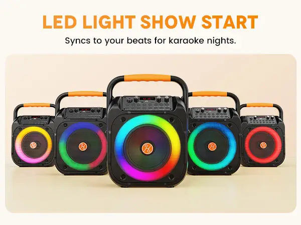 T26 Karaoke Machine for Adults Portable Bluetooth Karaoke with 2 Wireless Microphones Echo Adjustment LED Lights