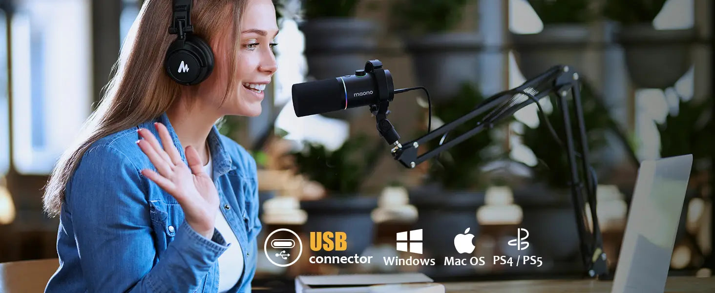 maono PD200X XLR\USB Dynamic Microphone for Gaming Recording Streaming Youtube Metal Mic with Software Tap-to-Mute Gain Knob