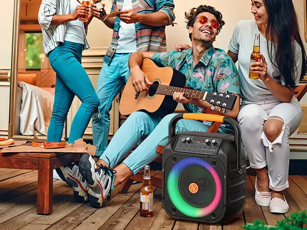 T26 Karaoke Machine for Adults Portable Bluetooth Karaoke with 2 Wireless Microphones Echo Adjustment LED Lights