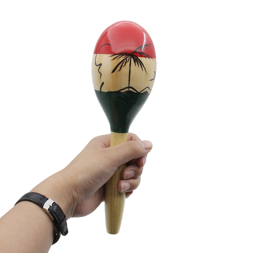 Maracas 1Pair Wooden Large Maracas Rumba Shakers Rattles Sand Hammer Percussion Instrument Musical Toy for Children Party Games