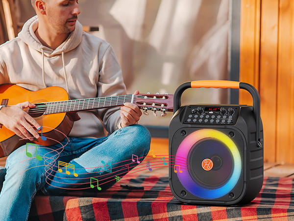 T26 Karaoke Machine for Adults Portable Bluetooth Karaoke with 2 Wireless Microphones Echo Adjustment LED Lights