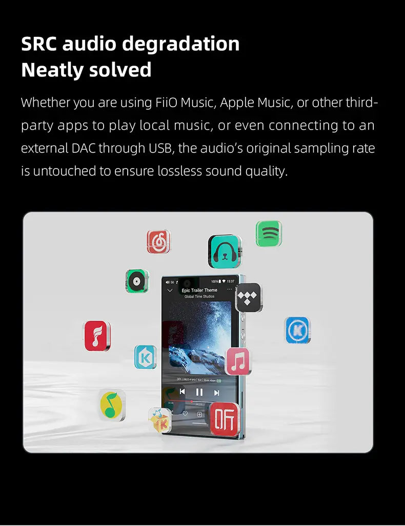 FiiO JM21 Hi-Res Music Player Portable Lossless MP3 Players with Snapdragon 680 Bluetooth WiFi USB DAC