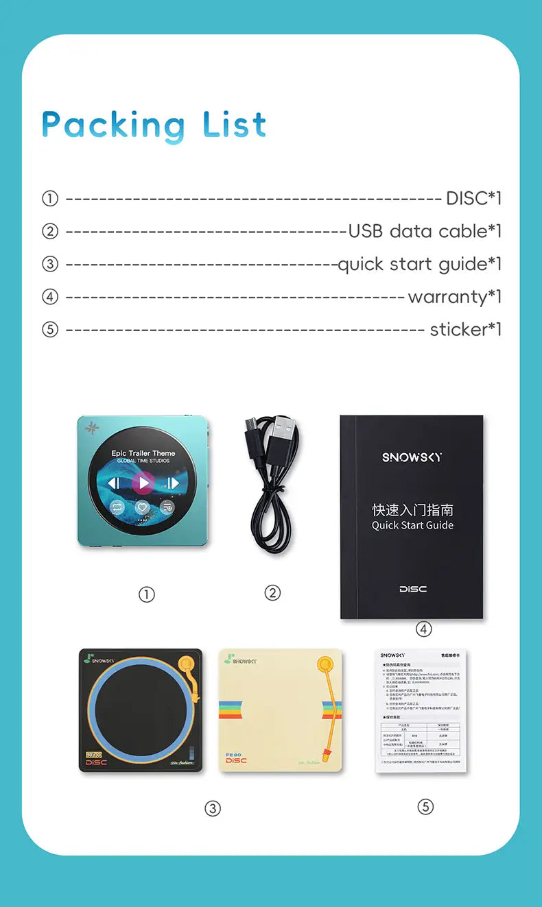 FIIO DISC Portable HiFi Music Player Dual DAC Player with 3.5mm & 4.4mm Outputs Bluetooth 5.4 LDAC Round Touchscreen