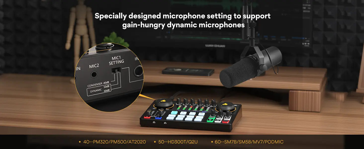 maono AME2 Audio Interface Sound Card DJ Mixer All in One Portable Podcast Studio for Recording,Live Streaming,Youtube,Guitar,PC