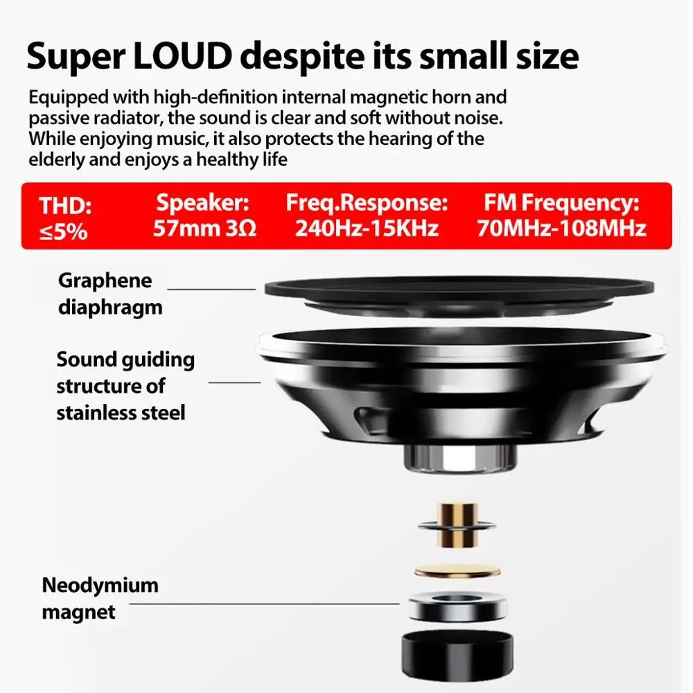 STONEGO Mini Portable Radio Handheld Rechargeable Digital FM USB TF MP3 Player Stonego Speaker Devices Supplies