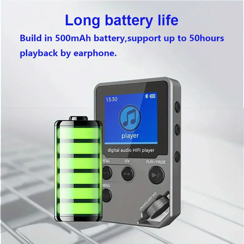 C5 8GB Lossless Bluetooth MP3 Music Player Zinc Alloy Body,Rotary Controls,Wireless Connection,FM Radio,Voice Recorder