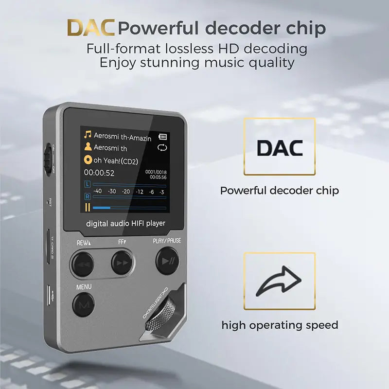 C5 8GB Lossless Bluetooth MP3 Music Player Zinc Alloy Body,Rotary Controls,Wireless Connection,FM Radio,Voice Recorder