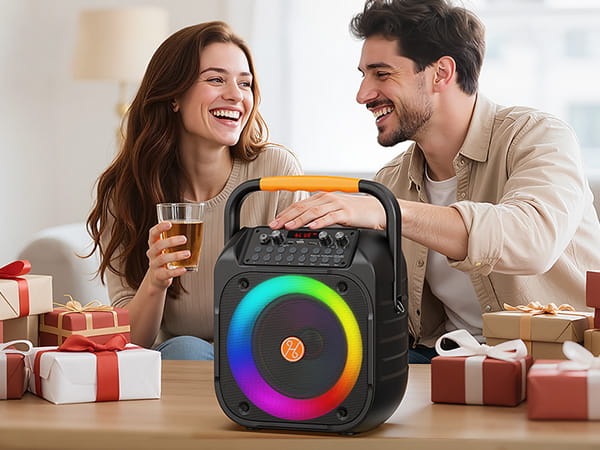T26 Karaoke Machine for Adults Portable Bluetooth Karaoke with 2 Wireless Microphones Echo Adjustment LED Lights