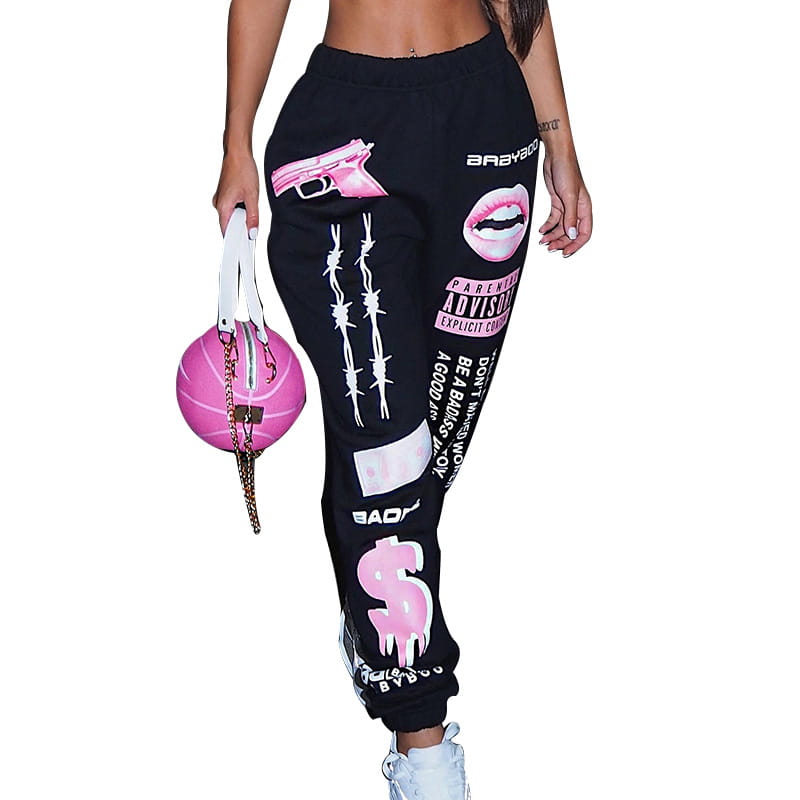 2025 New Summer Hip-hop Graphic Sweatpants Women’s Jogger Trousers Harajuku High Waist Loose Casual Pants Sweatpants Women