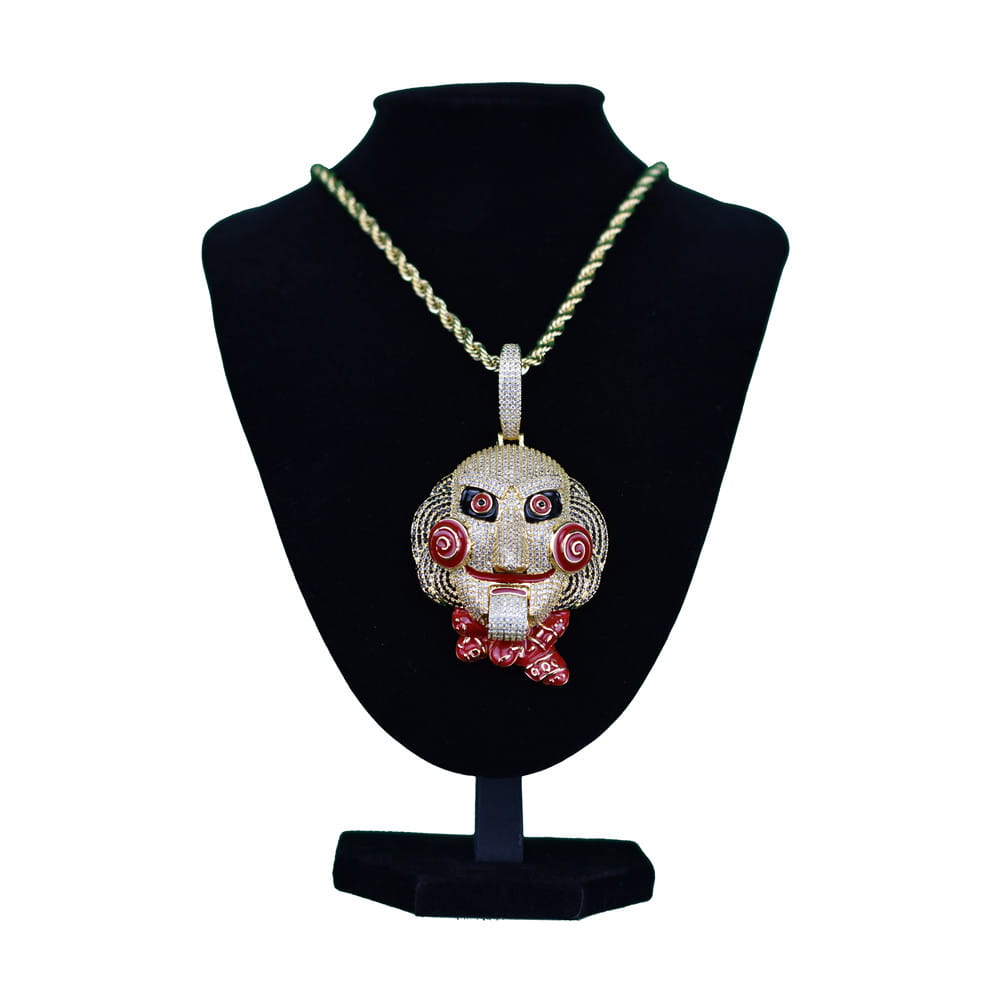 Hip Hop Statement Chunky Iced Out Bling Chain Clown Necklaces & Pendants Saw Billy Chain Necklace Jewelry