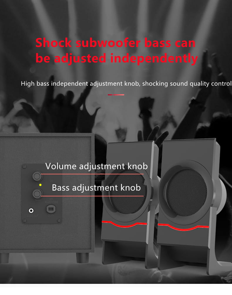 2.1 Multimedia Bluetooth Audio System Home Theater Surround Computer Active Combination Wooden Speaker AUX USB Cable Post TV PC