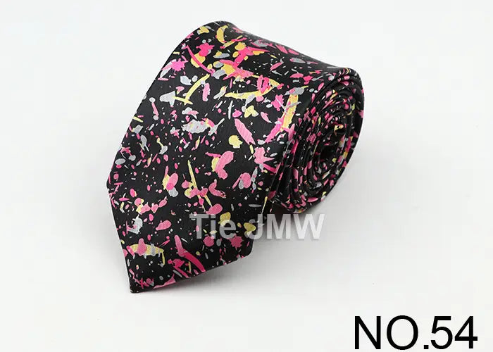 Classic Fashion Men’s Skinny Tie Colorful Musical Notes Printed Piano Guitar Polyester 5cm Width Necktie Party Gift Accessory