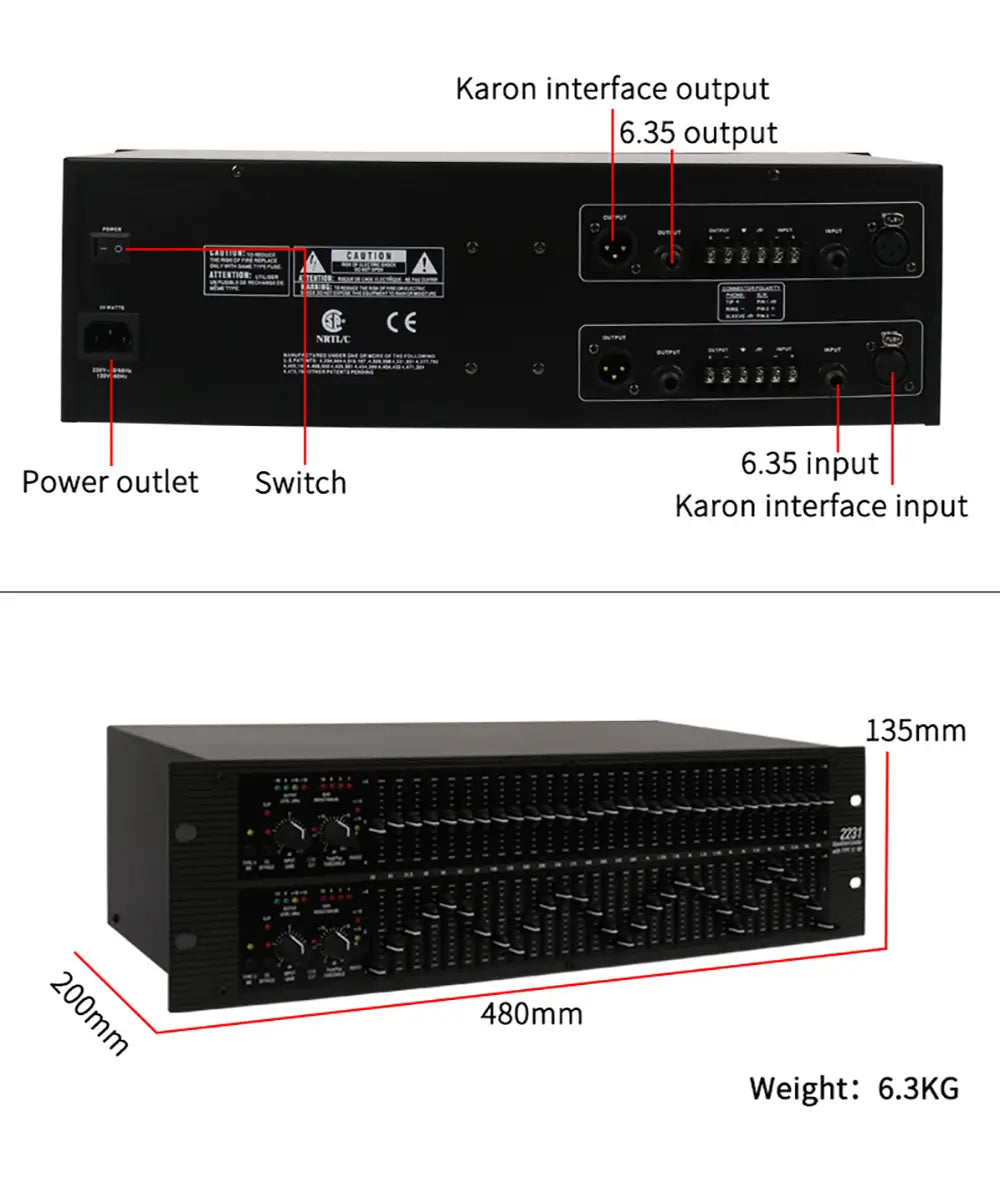 GAX-2231 DJ sound system dj equipment 2231 Dual Channel 31 Band Graphic Equalizer 2231 audio Equalizer