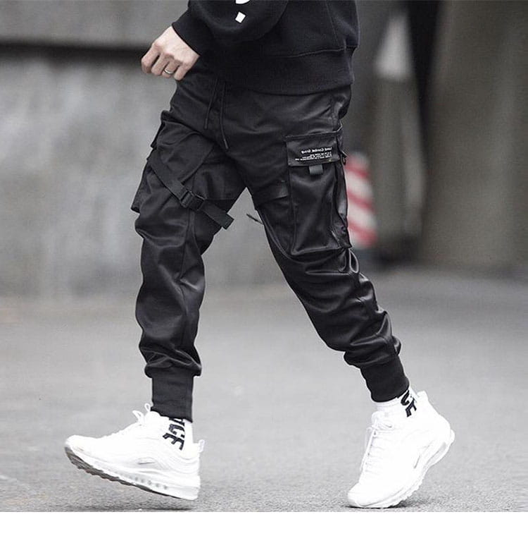 2025 Hip Hop Cargo Pants Pockets Men Streetwear Harajuku Joggers Pants HipHop Swag Ribbion Harem Pants Fashion Casual Trousers