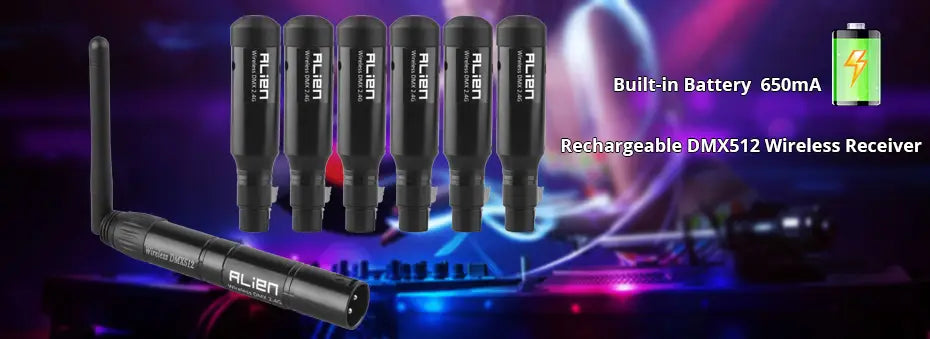 ALIEN 2.4G ISM Wireless DMX 512 Dfi Controller XLR Receiver Transmitter For Disco DJ Party Bar Stage PAR Moving Head Laser Light