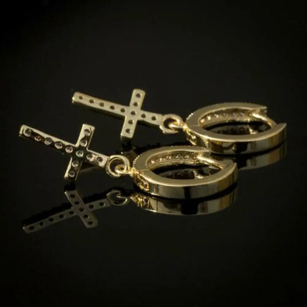Huitan Stylish Arrow Cross-shape Drop Earrings for Women/Men Dazzling Crystal Zirconia Hiphop Party Female/Male Fashion Earrings