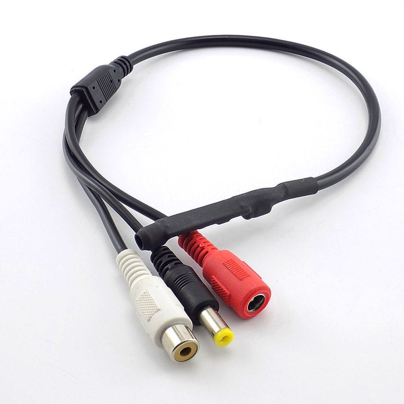 Surveillance Cameras Audio Pickups CCTV Mic Sound Collection Equipment Video Recorder Microphones RCA Power In/Out