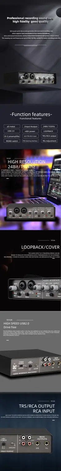TEYUN Q-24 Q-22 Q-12 Professional Sound Card Audio Mixer Channel Monitoring Electric Guitar Live Recording For Studio Singing