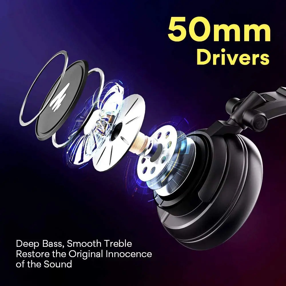 maono MH601 Professional Studio Monitor Headphones with Detachable Plug & Cable and 50mm Driver for DJ,Studio,Sound Card