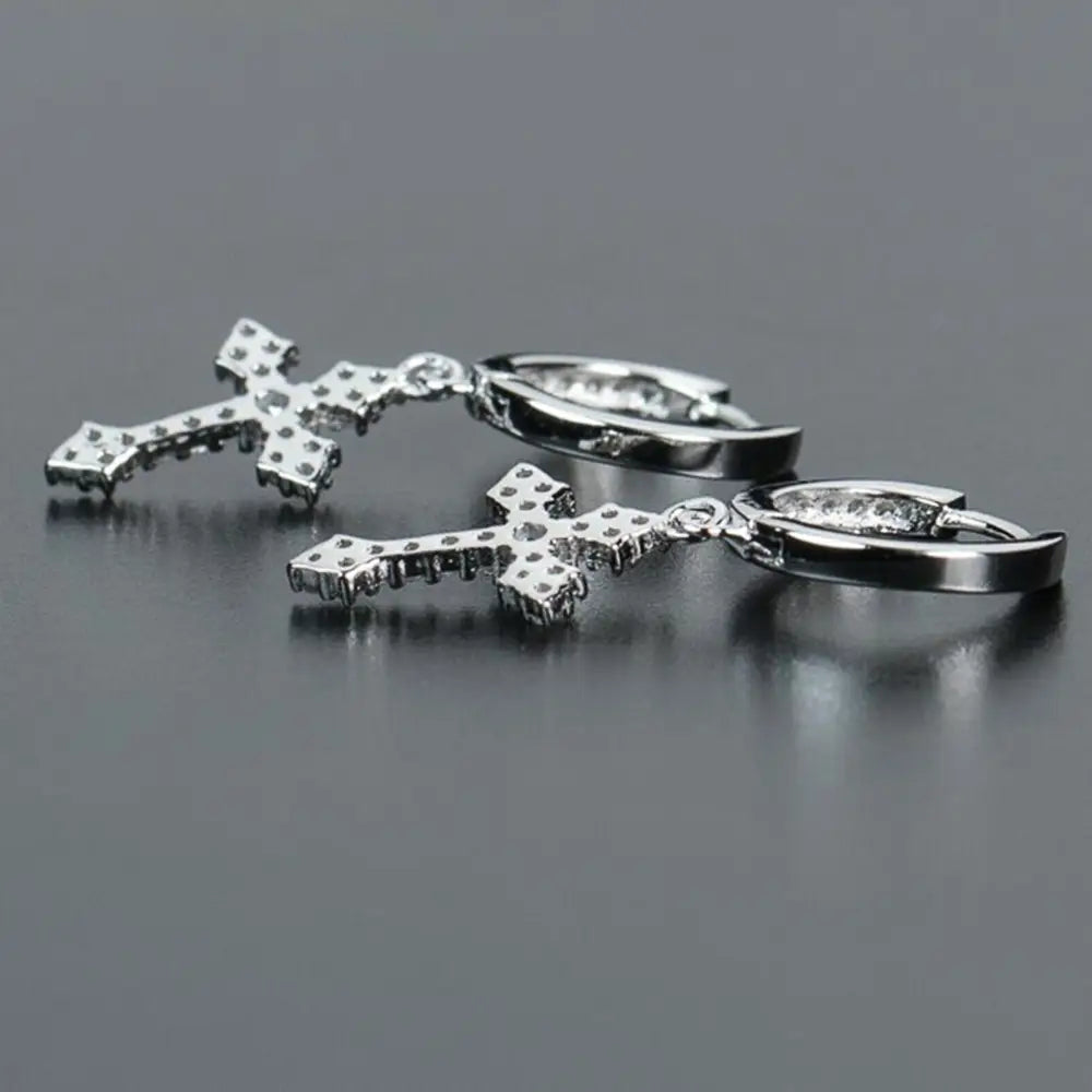 Huitan Stylish Arrow Cross-shape Drop Earrings for Women/Men Dazzling Crystal Zirconia Hiphop Party Female/Male Fashion Earrings