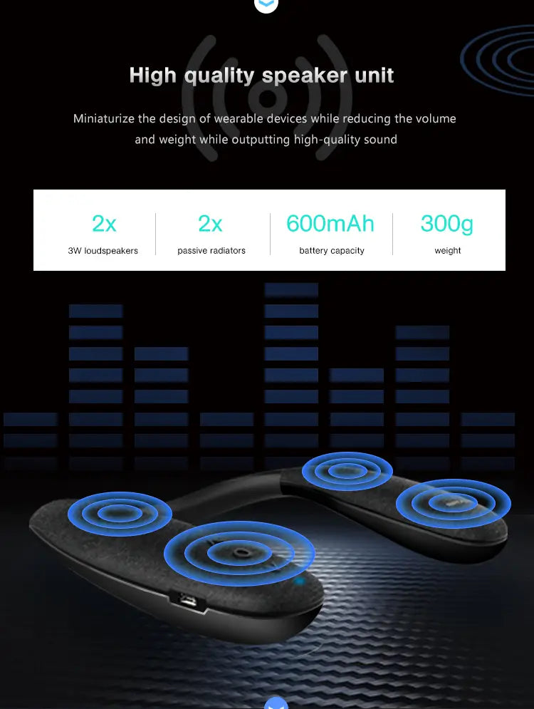 Bluetooth Speakers Neckband Wireless Wearable Speakers Home Outdoor Wireless Speakers 10Hrs True 3D Stereo Sound with Microphone