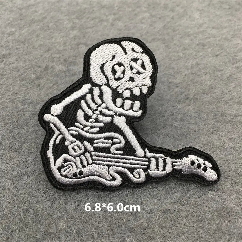 Rock Music Disco DJ Embroidered Punk Patches on Clothes Headset Guitar Stripes Iron on Patches for Clothing Diy Appliques