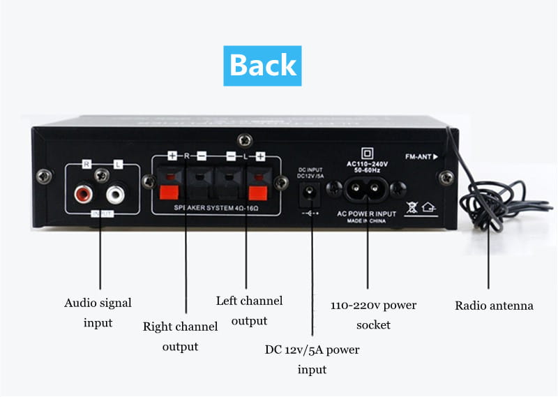 AK35 800W Home Power Amplifiers 2 Channel Bluetooth 5.0 Surround Sound FM USB Remote Control Mini HIFI Digital Amplifier Stereo