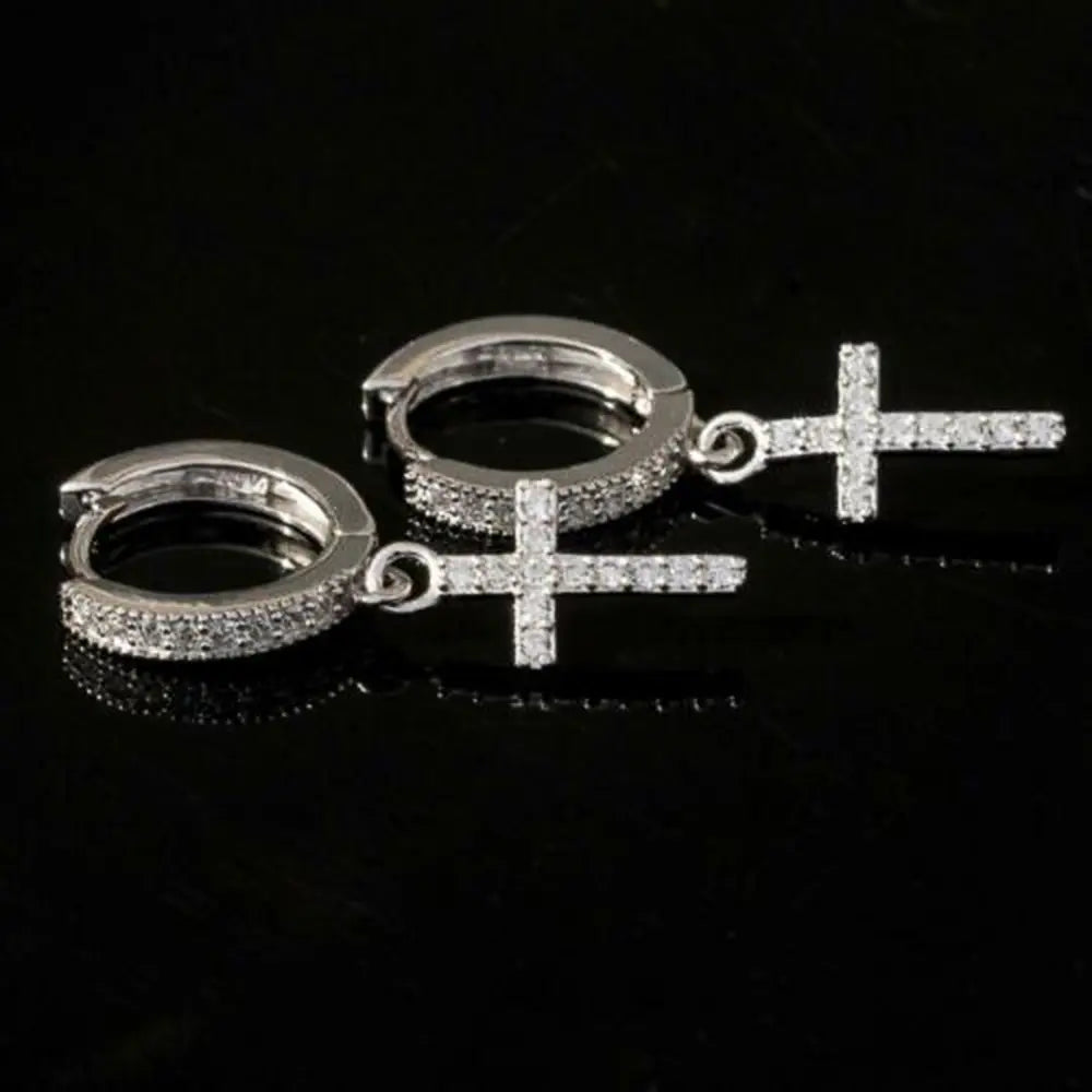Huitan Stylish Arrow Cross-shape Drop Earrings for Women/Men Dazzling Crystal Zirconia Hiphop Party Female/Male Fashion Earrings