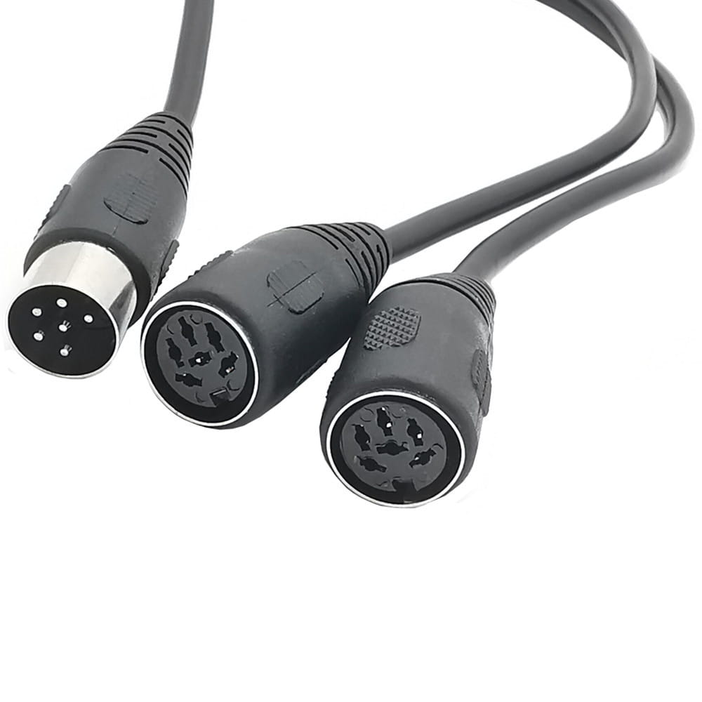 MIDI DIN 6-Pin Splitter Y Adapter Cable MIDI 6 Pin Male to dual 2 x DIN-6pin Female Extension Audio Cable 50cm