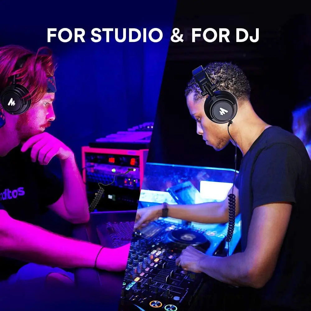 maono MH601 Professional Studio Monitor Headphones with Detachable Plug & Cable and 50mm Driver for DJ,Studio,Sound Card