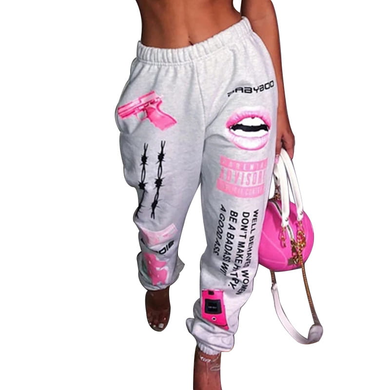 2025 New Summer Hip-hop Graphic Sweatpants Women’s Jogger Trousers Harajuku High Waist Loose Casual Pants Sweatpants Women