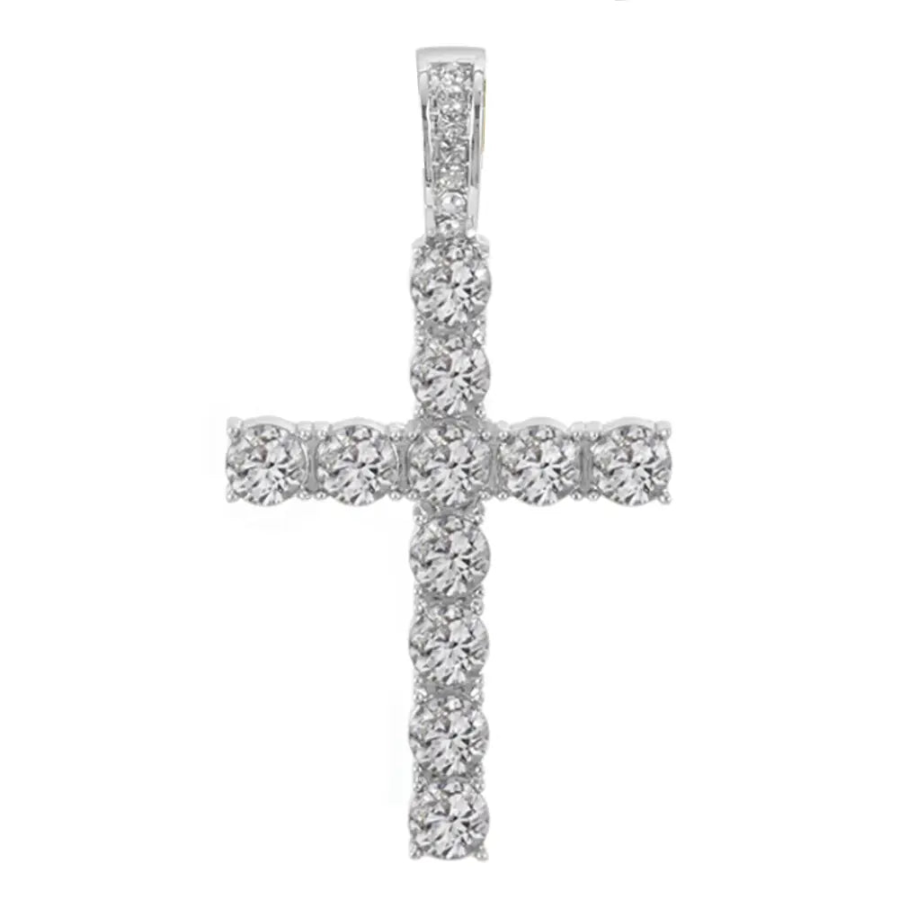 Men Women Hip Hop Cross Shiny Pendant With 4mm Zircon Tennis Chain Charm Iced Out Bling Exquisite Necklace Jewelry Fashion Gift