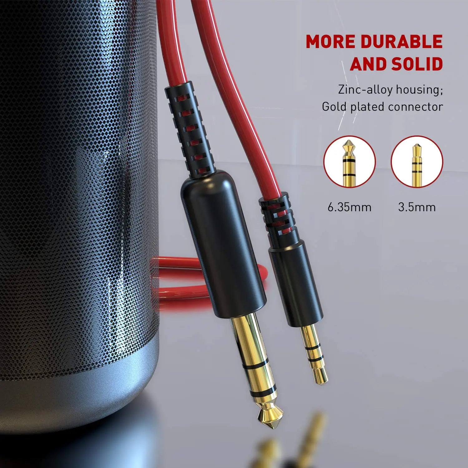 Oneodio Audio Cables 6.3mm to 3.5mm Aux Audio Cable for Studio DJ Headphone Headset for Guitar Music Player Mixer Phone Speaker