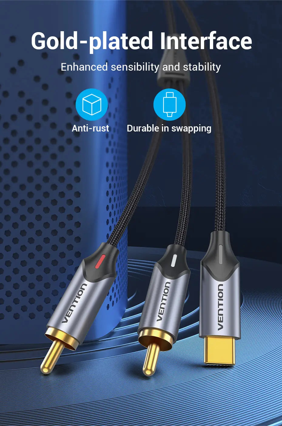 Vention USB C to RCA Audio Cable Type C to 2 RCA Cable for Speaker Amplifier Huawei Xiaomi Laptop 1m 2m 3m USB C Splitter RCA Y