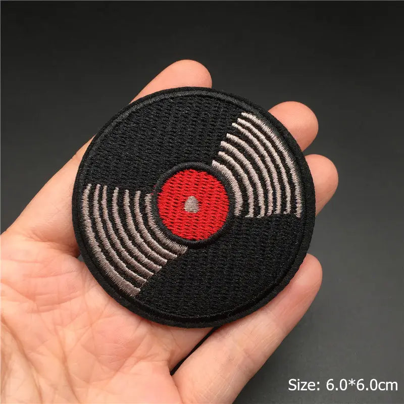 Rock Music Disco DJ Embroidered Punk Patches on Clothes Headset Guitar Stripes Iron on Patches for Clothing Diy Appliques