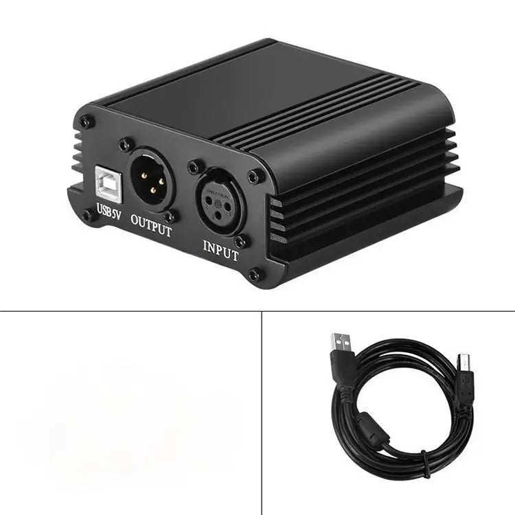 48V Phantom Power Supply with Adapter Bonus + XLR 3 Pin Microphone Cable for Any Condenser Microphone Music Recording Equipment