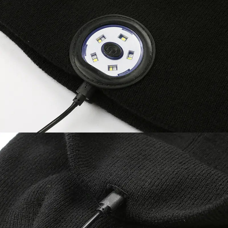 Warm Beanie Bluetooth 5.0 LED Hat Wireless Stereo Headset Music Player with MIC for Handsfree Support Dimming Rechargeable