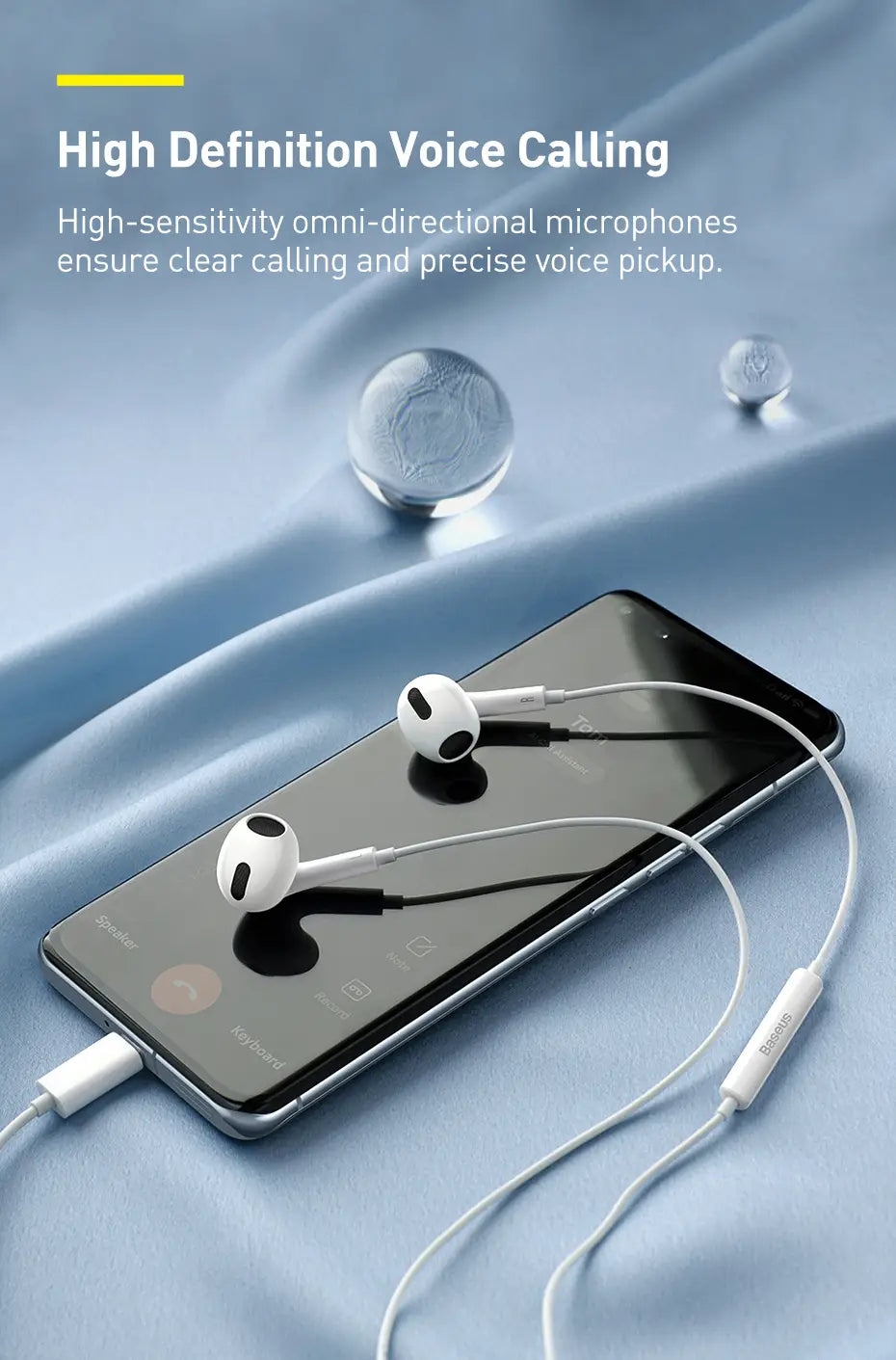 Baseus C17 Wired Earphone Type-C with Mic in-ear Wired Headphones For Xiaomi Samsung NOTE 10 NOTE 20 S21 S20 Cellphone Headsets
