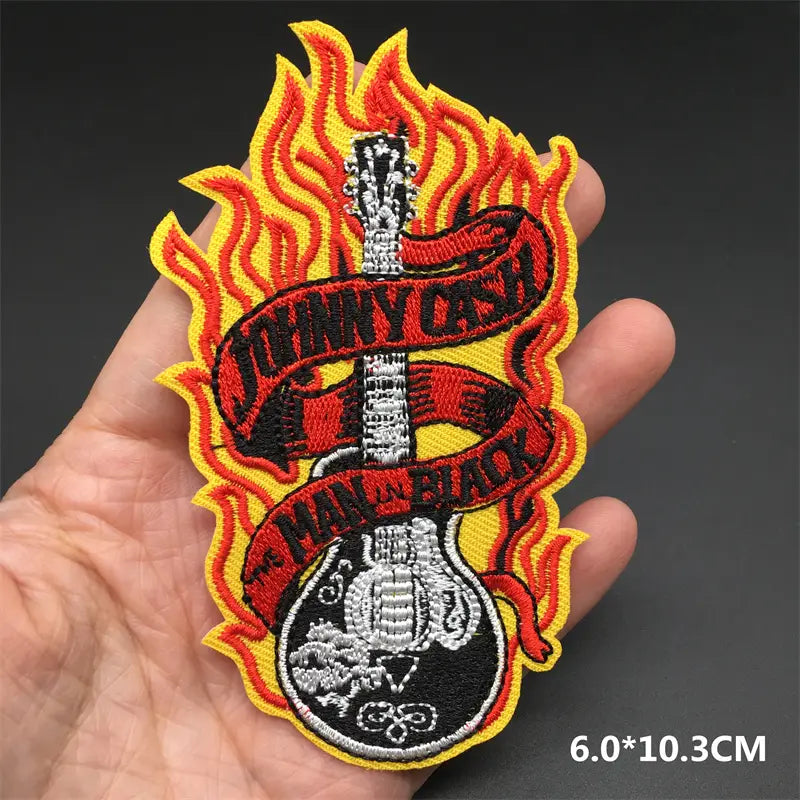 Rock Music Disco DJ Embroidered Punk Patches on Clothes Headset Guitar Stripes Iron on Patches for Clothing Diy Appliques