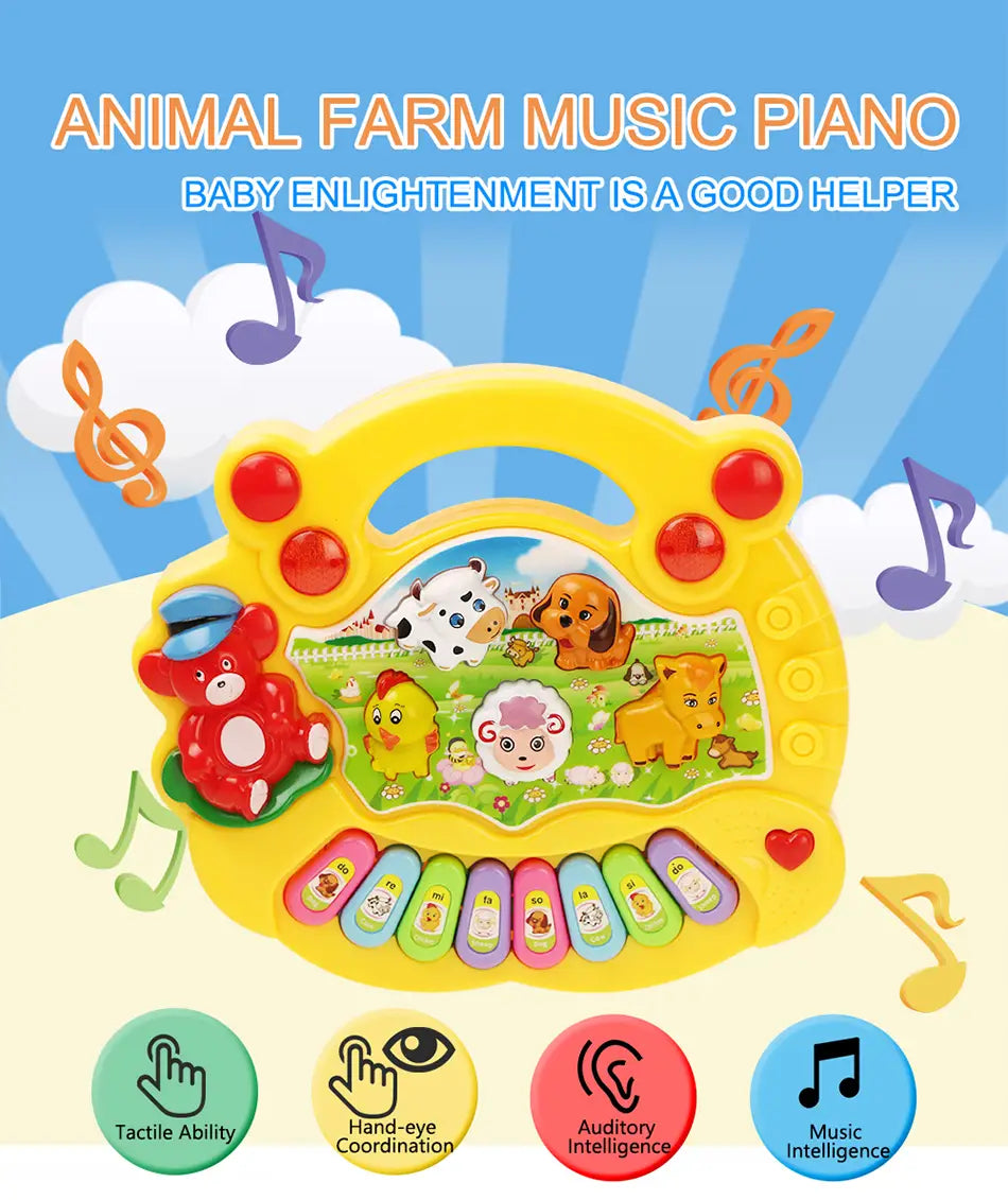 Baby Musical Toy with Animal Sound Kids Piano Keyboard Electric Flashing Music Instrument Early Educational Toys for Children