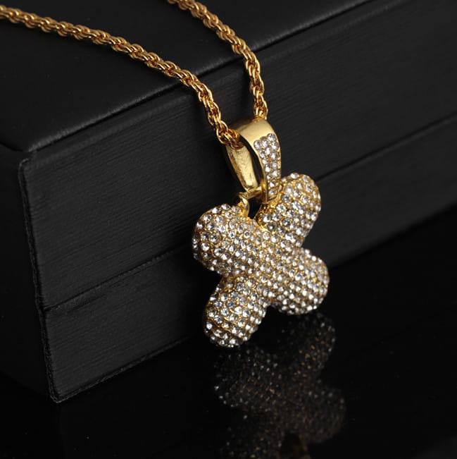 Hip Hop Jewelry Initial Letter Necklace Bubble Chain Necklace Iced